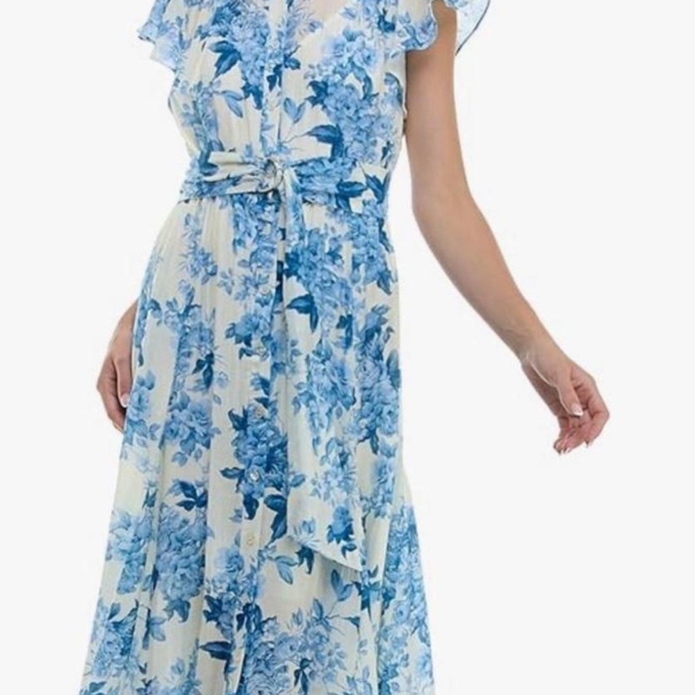 Taylor Blue and White Floral Dress